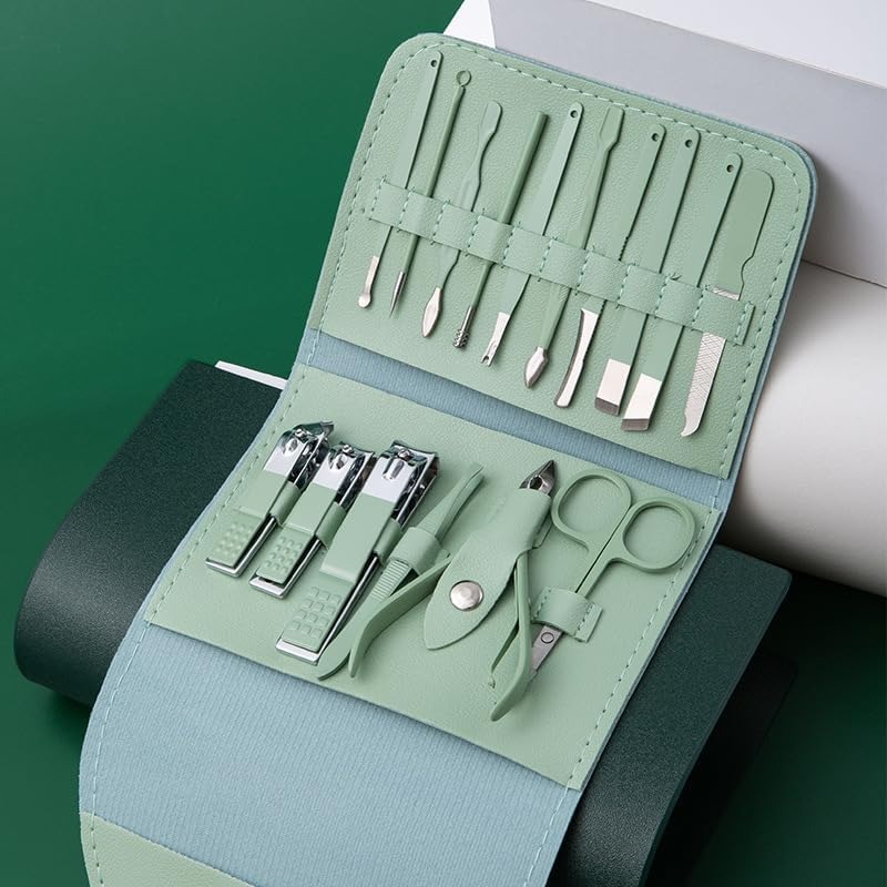 Nail Care Kit Mens - Luxury Portable Leather Case 16 in
