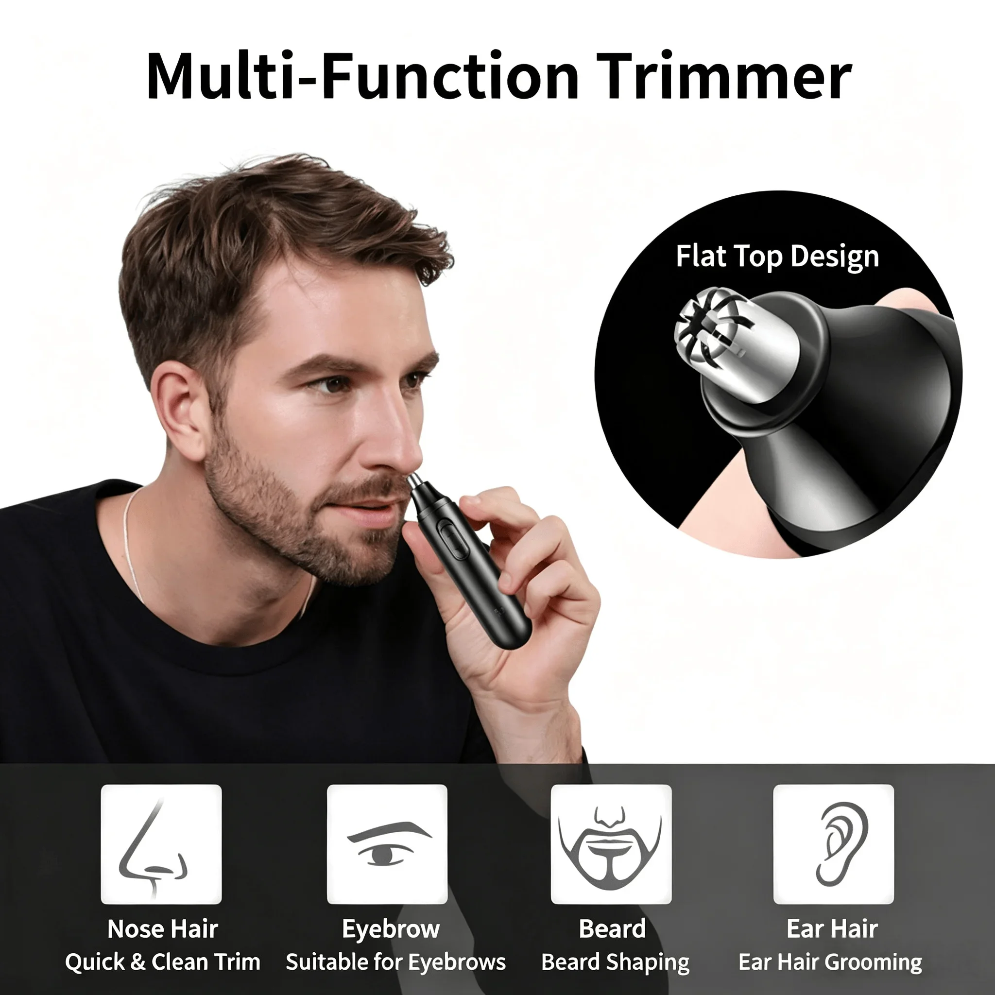 Men'S Grooming Ear Hair - Multi-Functional Electric Nasal Hair Trimmer 360°