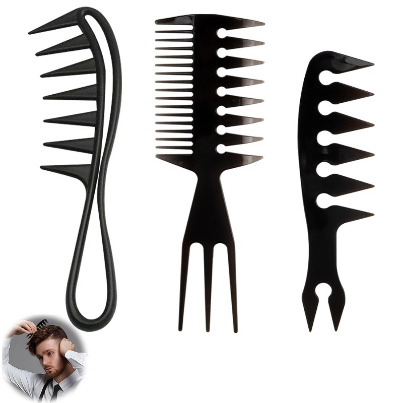 Men'S Grooming Hairstyles - 1/3pcs Wide Tooth Hair Comb –