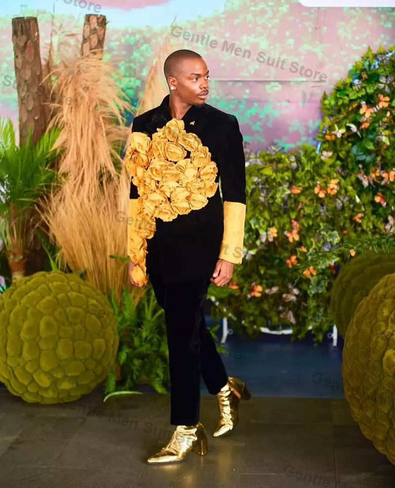 Yellow Black Men Suits Set 2 P - Men Grooming Usa ulasan dan harga