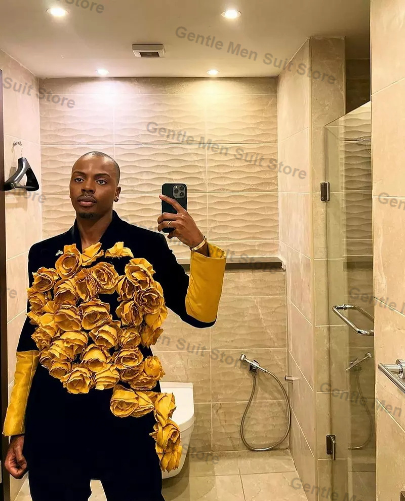 Yellow Black Men Suits Set 2 P - Men Grooming Usa ulasan dan harga